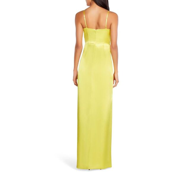 Aidan Mattox Womens Yellow Draped Maxi Evening Dress Gown Imperfections - Picture 2 of 3